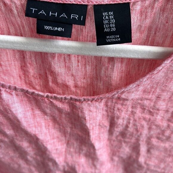 Tahari 100% Linen Tunic Top 1X - Picture 5 of 5